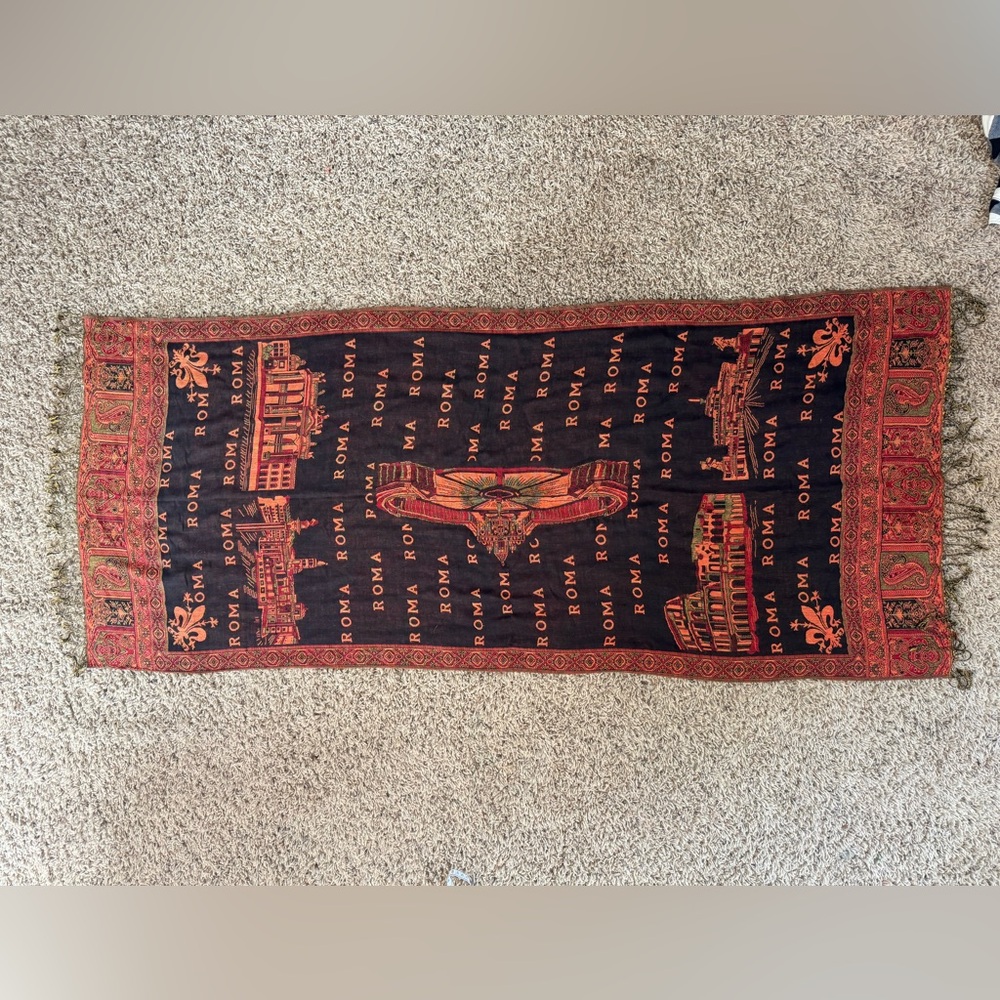 Roma Landmarks Scarf Shawl Wrap w/ Fringe 65" L x 28" W